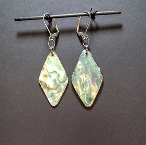 Handmade Abalone Silver Trimmed Earrings (NWOT)